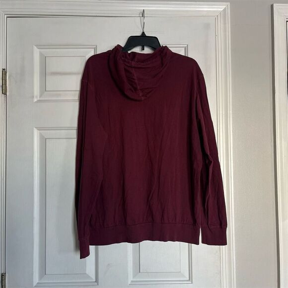 Lacoste Men's Pullover Hoodie 8XLMaroon Embroidered Logo Kangaroo Pocket - Picture 5 of 5